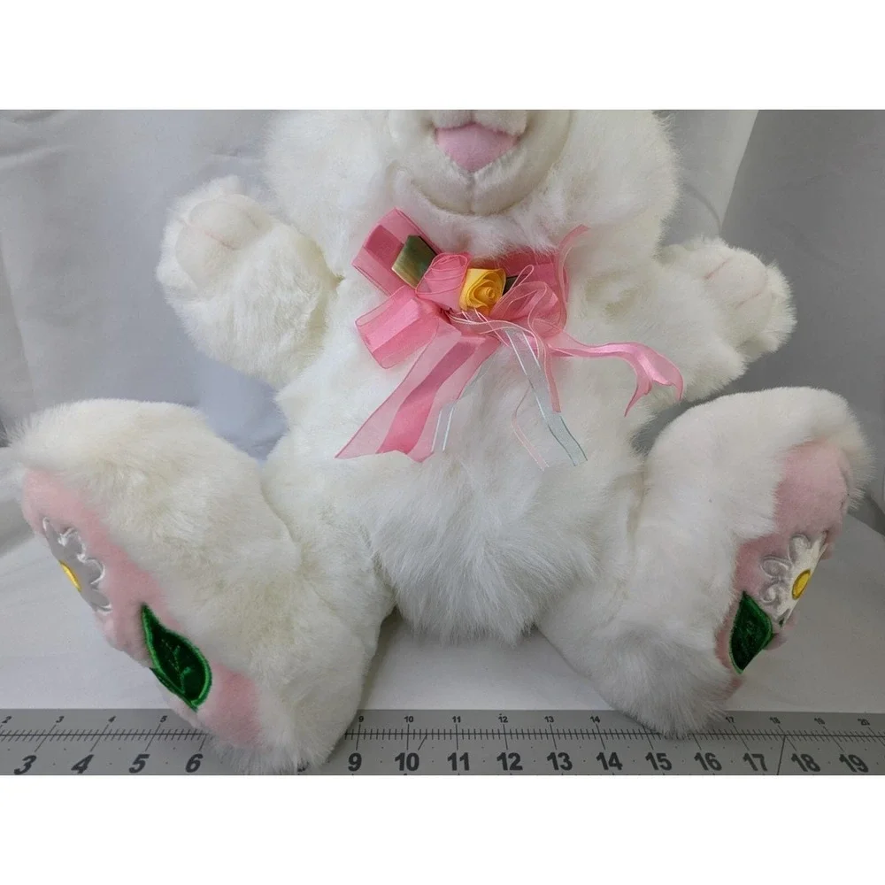 Tb Trading Co Hopster Rabbit Plush Bunny‎ White  24 Inch Pink Flowers Stuffed